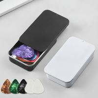 2 Pieces Guitar Pick Tin with Push-Pull Lid Easy Access Metal Pick Case with Picks Slim Tidy for Guitarists, Gig Bag, Travel
