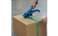 Strapping Kit Handheld Manual Strapping Tool with Buckles Heavy Duty Banding Tool with Strap Roll for Packagers, Warehouse, Carton Bundling