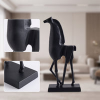 Horse Sculpture Minimalist Horse Statue Matte Black Figurine for Art Collectors, Shelf, Console Table