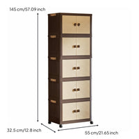 Installation-Tool-Less Foldable Storage Cabinet Large Capacity Multi-Layer Plastic Wardrobe Quick Assembly Stackable Organizer with Doors Heavy-Duty for Children, Students, Bedroom, Living Room
