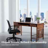 sturdy Wood Construction Wooden Desk with Drawers Traditional Design Writing Table Minimalist stylistic Home Furniture Multi-Functional for Adults, Professionals, Students, Study Room, Office, Workspace, Bedroom