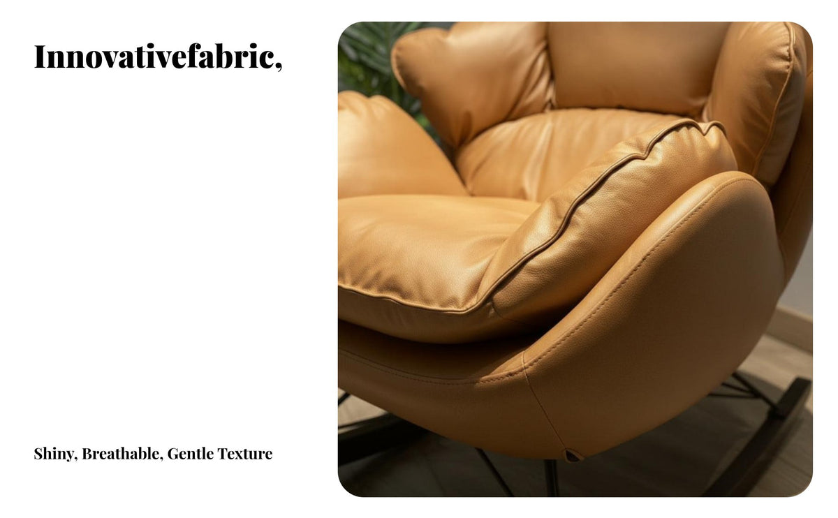 Gentle Rocking Motion Upholstered Double swaying chair Wide Two-Person Seat Upholstered Chaise Loveseat Nordic Design Lounge Seating Shell Shape for Adults, partners, homeowners, Balcony, Living Room, Bedroom, perusing Corner