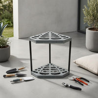Molded Plastic Fan-Shaped Garden Tool Rack Open Frame Corner Garden Tool Rack Compact