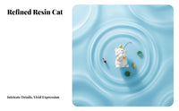 Cute Design Miniature Fishing Cat Figurine Compact Size Fishing Cat Figurine Whimsical Charm for Office Workers, Desktop, Workstation