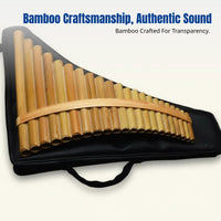 Bamboo Pan Flute, 22 Tubes, G/F/C Key, Upright Blow, Professional Ethnic Instrument for Adults and Students