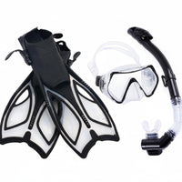 snorkels Facepiece and Fins Set Anti-Leak Design snorkels Facepiece Fin Set Purge Valve 3 Piece Diving Equipment for Beginners, Young People, Travel