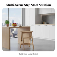 Foldable 3-Step Folding Stool Multipurpose 3-Step Stepladder Multi-Purpose Household Furniture Space-Saving Design for Homeowners, Seniors, Kitchen, Living Room, Closet, Office