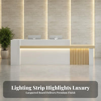 Modern Reception Desk Sturdy Construction Reception Desk Lockable Drawer Checkout Counter for Receptionists, Shopkeepers, Sales Center, Lobby