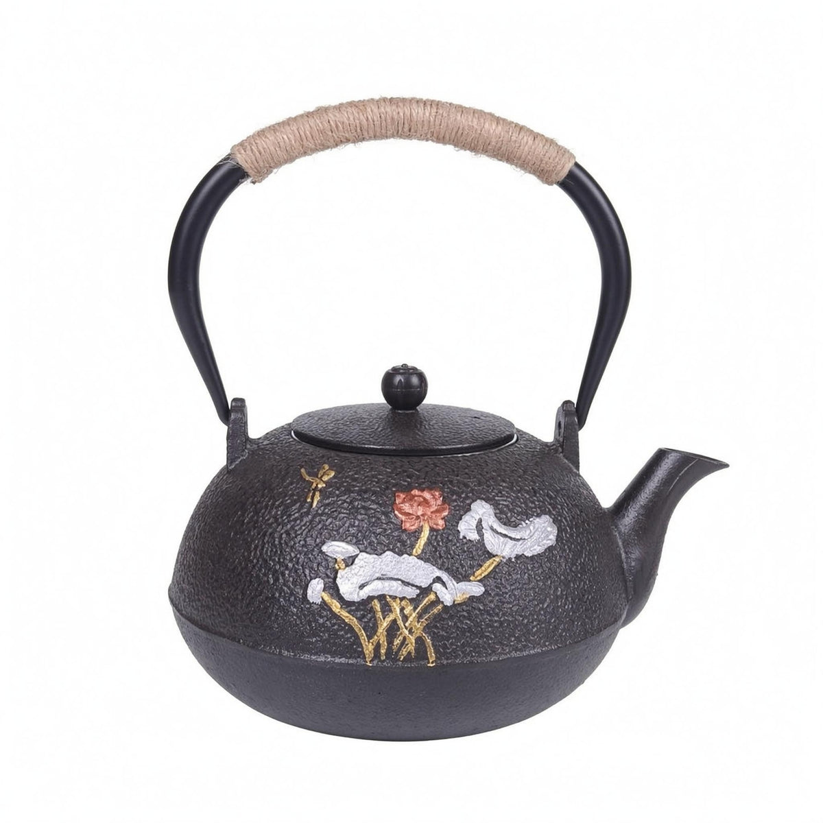 Cast Iron Tea Kettle Floral Pattern Decorative Tea Kettle Textured
