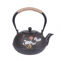 Cast Iron Tea Kettle Floral Pattern Decorative Tea Kettle Textured