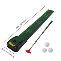 Putting Mat with Ball Return Anti-Slip Putting Mat with Automatic Ball Return Smooth Roll for Golfers, Beginners, Home, Office