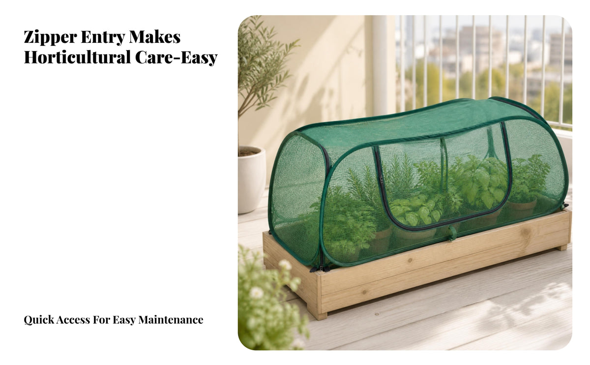 Translucent Zippered Plant Tunnel Lightweight Framed Mesh Cover Sheltering Plant Protection Cover Shaded for Raised Bed, Greenhouse