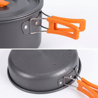Camping Cooker Set, Frying Pan Set, Hard Anodized Aluminum, Matte Dark Gray, With Storage Bag