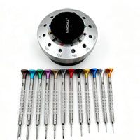 12 Pieces Screwdriver Set with Rotating Base Compact Screwdriver Set Precision Screwdrivers Multi-Function Tool Kit
