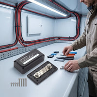 Slim Bus Bar Box Compact Busbar with Cover Enclosed Terminal Block with Stud Posts Reliable for Marine