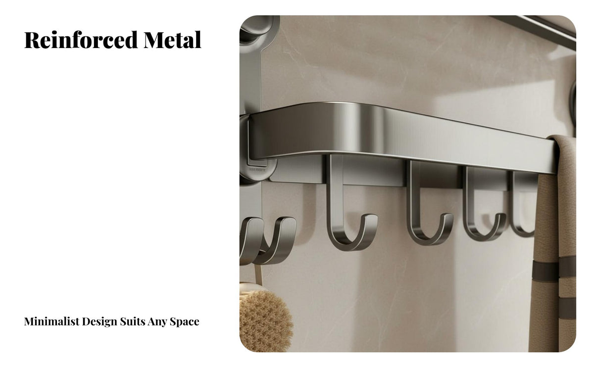 Suction Cup Mount Foldable Towel Rack with Hooks Wall Mounted Foldable Bath Shelf with Hooks Drillwithout-Drilling Installation Bathroom Fixture Space Saving for Homeowners, Property Managers, Toilet, Restroom, Shower Room, Hotel