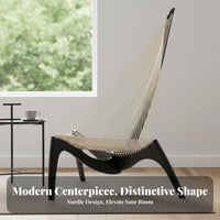 Nordic Design Harp supportive Armchair Designer Inspired Lounge Chair Minimalist Aesthetic Indoor Furniture Ergonomic supportiverest for Interior Decorators, Book Lovers, Living Room, perusing corner, Reception Area, Bedroom