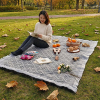 Picnic Blanket and Garden Rug for Outdoor Activities, Extra Large 180x380cm Waterproof Polyester Blend, Plaid Beach Mat and Camping Rug