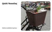 Woven Front Bike Basket Sturdy Duty Woven Bike Basket Cycling Accessory Long-Lasting for Commuters, Commuting, Shopping