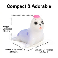 Sea Lion Desk Decor, Mini Resin Animals Ocean Animal Desk Decor, White and Lavender Miniature Figurine, Asian Inspired Desktop Decoration