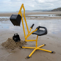 Sit-in Digger Toy Yellow Metal Frame Manual Digger Toy Hand Grip Controls for Children