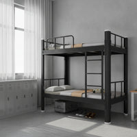 Metal Bunk Bed Space-Saving Bunk Bed with Ladder Heavy-Duty Furniture for Roommates, Employees, Dormitory, Shared Apartment, Employee Housing