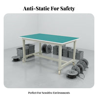 Anti Workbench High Load Capacity Mobile Workbench on Wheels Stable and Sturdy Two-Tier Workstation Cart for Technicians, Lab, Auto Shop