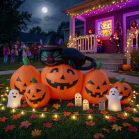 Inflatable Pumpkin with Cat Cute-Spooky Pumpkin Cat Inflatable Quick Setup Inflate Decoration for Lawn