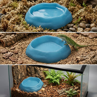 Stackable Reptile Bowls and Tortoise Water Bowl Set, Reptile Accessories for Leopard Geckos and Hermit, Textured Food Dish, 2 Pack