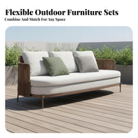 4 Pieces 4-Piece Wicker Sofa Set Weather-Resistant 4-Piece Woven Lounge Set Minimalist Design Outdoor Furniture for Families, Balcony, posterioryard, Porch