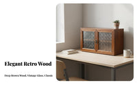 Desktop Display Cabinet with Glass Small Size Wooden Countertop Cabinet Particle Proof Glass Door Organizer Sturdy Wood