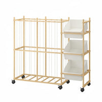Wooden Toy Storage Organizer Easy to Move Detachable Toy Shelf Large Capacity Mobile Storage Rack for Playroom