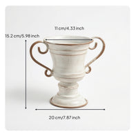 Vintage Trophy Planter Antique Iron Planter with Handles Weathered Plant Pot with Drainage Hole Decorative for Windowsill