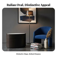 Double-Door Storage Oval Cabinet with casters Italian design Nightstand Space-Saving Bedside Table Multi-Purpose for Apartment Dwellers, Interior Design aficionados, Homeowners, Small Spaces, Dorm Room, Home Office
