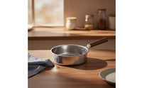Stainless Steel Saucepan with Wooden Handle Rust-Resistant Pot with Wooden Handle for Infant Meals Making, Sauce Warming, Kitchen