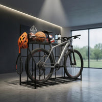 Two-Wheeler Storage Rack Top Mesh Shelf Bike Display Rack Vertical Bike Stand Hanging Hooks Adjustable Two-Wheeler Floor Stand