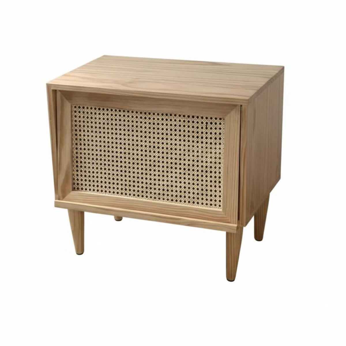 Nordic Inspired Rattan Bedside Table Japanese Design Rattan Bedside Cabinet Minimalist Design Nightstand Sturdy Construction for Apartment Dwellers, Homeowners, Interior Decorators, Bedroom, Homestay, Entryway