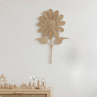 Rattan Sun-Shaped Flower Wall Hanging Handmade Rattan Wall Botanical Display Hanging Organic for Nursery