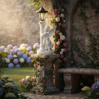 Angel Statue Solar Light Long-Lasting Resin Cherub Garden Lamp Memorial Gift