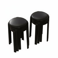Sturdy Stackable padded seated Round Seat Space-Saving Round Padded Folding Stool Foldable Design Backless Chair Portable for Apartment Dwellers, residents, Living Room, Parties, Kitchen, Bedroom