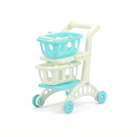 Two-Tier Toy Shopping Cart with Removable Basket Plastic Miniature Shopping Cart Safe Grocery Playset Interactive for Children