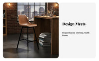 2 Pieces Industrial Design Four-Legged Bar Chair with Backrest Upholstered Seat Counter Stool Stable Design Seating Furniture Easy to Clean for Homeowners, Business Owners, Adults, Coffee Shop, Cafe, Restaurant, Kitchen Island