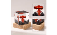 Ambient Volcano Lamp with Wooden Base Decorative Volcano Lamp with Wood Base Transparent Ornament Clear for Workspace