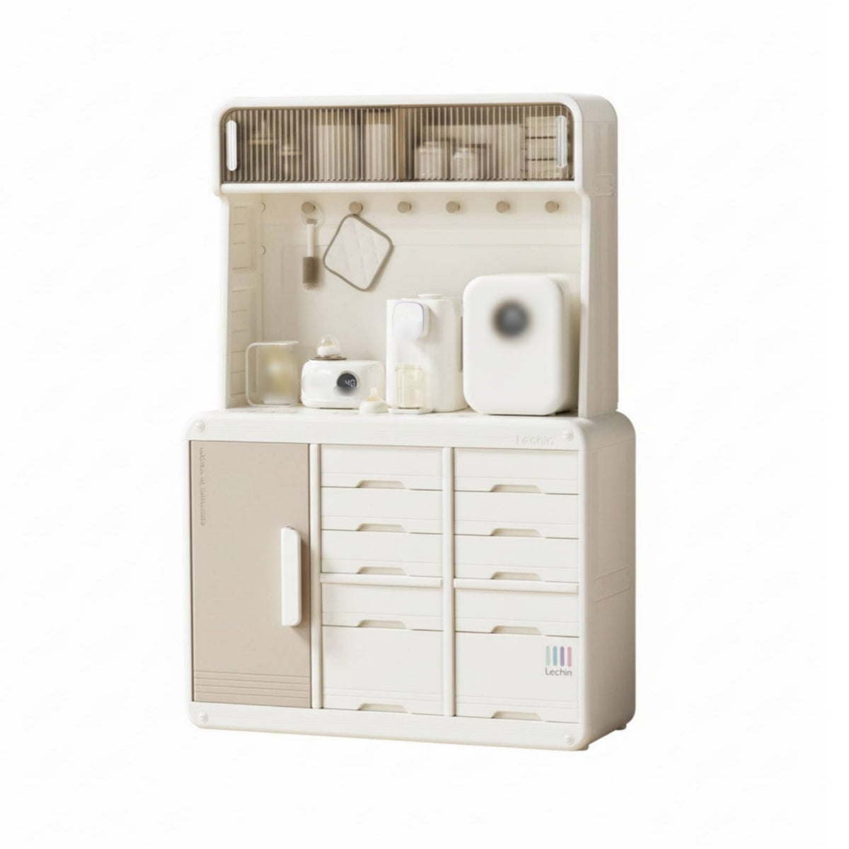 Large Capacity Feeding Station Hutch Multi-Functional Baby Organizer Space Saving Nursery Furniture Versatile for New Parents, Caregivers, Bedroom, Living Room, Closet