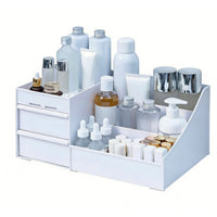 Large Capacity Compartmentalized Cosmetic Box with Drawers Drawer Design Vanity holder Multi-Compartment Makeup Holder Space-Saving for Students, cosmetic lovers, Gift Givers, Dressing Table, Dorm Room, bureau Top, Bathroom Countertop