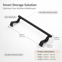 Wall-Mounted Towel Rack and Door Hanging Bar for Kitchen Organization, Stainless Steel Single Cloth Holder for Bathroom