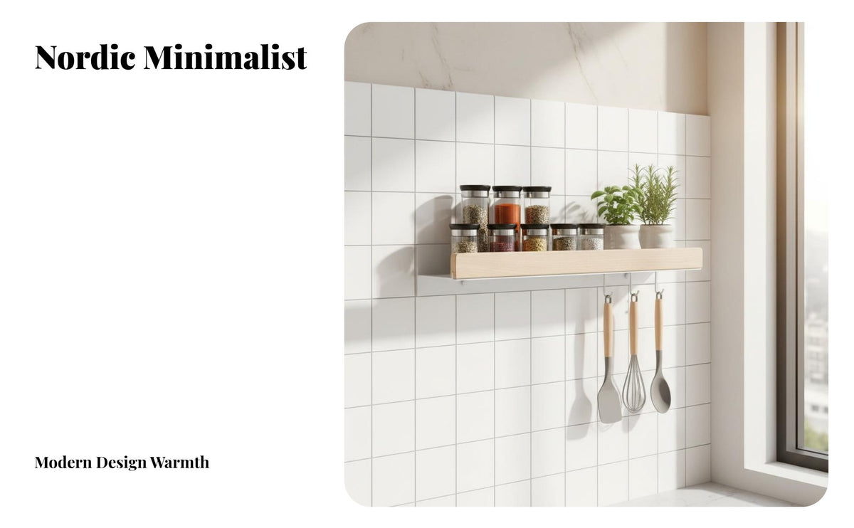 Drillno-Drill Installation Floating Shelf Space-Saving Organizer Rack Sturdy Household Storage Multi-Purpose for Renters, Homeowners, Students, Kitchen, Bathroom, Living Room, Entryway