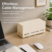 Metal Cable Management Box, Vented Cord Organiser with Lid, 1L Freestanding Under Desk Storage for Cables, Desk