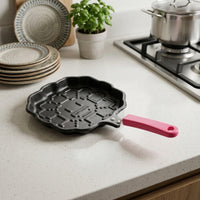 Sunflower Frying Pan Lightweight Flower Shaped Skillet Scalloped Pan Compact for Campers, Camping, Small Kitchens