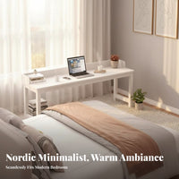 Bedside Table Space Saving Mobile Cross-Bed Table Multi-Functional Rolling Bed Desk for Students, Home Office Workers, Study, Hospital, Living Room
